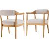 Christopher Knight Home Zahen Upholstered Dining Chairs Set of 2, Sturdy Rubberwood Kitchen Chair Set with Armrest, Dinner Chair with Curved Backrest, Extra Seating for Dining Room, Beige + Natural
