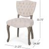 Great Deal Furniture Case Tufted Dining Chair with Cabriole Legs (Set of 2), Beige and Brown WashFinish
