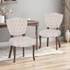 Great Deal Furniture Case Tufted Dining Chair with Cabriole Legs (Set of 2), Beige and Brown WashFinish