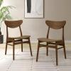 Christopher Knight Home Anise Faux Leather Upholstered Dining Chairs Set of 2, Wooden Dining Room Armless Chair, Curved Backrest Kitchen Side Chair, Walnut+Beige(Walnut+brown)