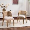 Christopher Knight Home Ashe Upholstered Dining Chairs Set of 2, Modern Dining Chair with Curved Woven Rattan Back, Rubberwood Frame Kitchen Chairs, Extra Seat for Dining Room, Beige + Natural(Beige + Natural)