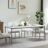 Christopher Knight Home Bessa Modern Dining Table for 6, Wood Dining Room Table with Marble-Effect Top, Spacious Rectangular Kitchen Table with Hand-Forged Hammered Iron Legs, Forged Pewter Gray(Forged Pewter Gray)