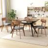 Christopher Knight Home Caspar Mid-Century Modern Dining Table Set for 4, Wooden Dining Room Table Set for 4, 5-Piece Dining Set for 4 with Armless Chair, Black + Dark Walnut+Grey