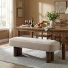 Christopher Knight Home Damas Boucle Upholstered Dining Bench, Wooden Entryway Bench, Long Sofa Footstool for Living Room, Bedroom End of Bed Bench, Khaki+Walnut(Khaki+walnut)