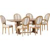 Christopher Knight Home Derring 7 Piece Dining Set – Gray Stripe/White Print/Natural