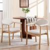 Christopher Knight Home Faeri Faux Leather Upholstered Dining Chairs Set of 2, Curved Backrest Kitchen Side Chair, Rubberwood Dining Room Chairs, Extra Seat for Living Room, Brown+Natural(Beige+natural)
