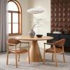 Christopher Knight Home Faeri Faux Leather Upholstered Dining Chairs Set of 2, Curved Backrest Kitchen Side Chair, Rubberwood Dining Room Chairs, Extra Seat for Living Room, Brown+Natural(Brown+natural)