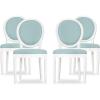Christopher Knight Home Gustave French Country Fabric Dining Chairs (Set of 4), Light Blue + White