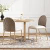 Christopher Knight Home Haetae Fabric Upholstered Dining Chairs Set of 2, Farmhouse Kitchen Chairs with PE Rattan Backrest, Armless Chair with Iron Frame, Extra Seating for Dining Room, Beige + Brown