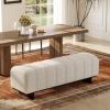 Christopher Knight Home Lamie Faux Leather Upholstered Dining Bench, Wooden Entryway Bench, Long Sofa Footstool for Living Room, Bedroom End of Bed Bench, Brown+Black(Beige+black)