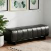 Christopher Knight Home Lamie Faux Leather Upholstered Dining Bench, Wooden Entryway Bench, Long Sofa Footstool for Living Room, Bedroom End of Bed Bench, Brown+Black(Black)