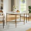 Christopher Knight Home Peyria Modern Dining Table for 4, Round Dining Room Table with Sintered Stone Top, Spacious Kitchen Table with Hand-Forged Hammered Iron Legs, Forged Pewter Gray(Forged Brass Brown)