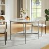 Christopher Knight Home Peyria Modern Dining Table for 4, Round Dining Room Table with Sintered Stone Top, Spacious Kitchen Table with Hand-Forged Hammered Iron Legs, Forged Pewter Gray(Forged Pewter Gray)