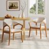 Christopher Knight Home Peys Mid Century Modern Dining Chairs Set of 2, Dining Chair with Chenille Upholstery, Wooden Kitchen Chairs with Curved Backrest, Extra Seat for Dining Room, Oatmeal + Teak(Beige + Teak)