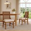 Christopher Knight Home Relinga French Country Upholstered Dining Chairs Set of 2, Wooden Dining Room Armless Chair with Cane Backrest, High Back Kitchen Side Chair, Beige+Natural(Beige+walnut)