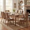 Christopher Knight Home Spone 7-Piece Dining Table Set for 6, Wooden Extendable Dining Room Table Set for 4-6 People, Upholstered Dining Chairs Set with Cane Webbing, Beige + Brown + Walnut