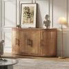 Christopher Knight Home Tian Modern Wooden Kitchen Sideboard Cabinet with Metal Handles, Living Room Storage Cabinet with Shelves, Spacious Dining Room Cupboard with 4 Doors, Curved Form, Natural(Natural)