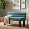 Christopher Knight Home Wally Fabric Upholstered Dining Bench, Long Dining Room Chair, Wooden Entryway Bench, Bedroom End of Bed Bench, Yellow+Natural(Teal Green+black)