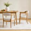 Christopher Knight Home Zahen Upholstered Dining Chairs Set of 2, Sturdy Rubberwood Kitchen Chair Set with Armrest, Dinner Chair with Curved Backrest, Extra Seating for Dining Room, Beige + Natural