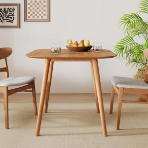 Christopher Knight Home Ekko Modern Small Dining Table, Wooden Square Dining Room/Kitchen Table with Tapered Splayed Legs, Compact Dinner Table with Faux Wood Veneer, Easy Assembly, Light Natural(Natural)