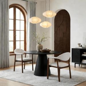 Christopher Knight Home Faeri Faux Leather Upholstered Dining Chairs Set of 2, Curved Backrest Kitchen Side Chair, Rubberwood Dining Room Chairs, Extra Seat for Living Room, Brown+Natural(Beige+walnut)