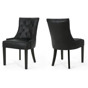 Christopher Knight Home Hayden Fabric Dining Chairs, 2-Pcs Set,Polyester, Light Grey(Black + Dark Brown)
