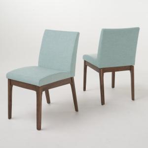 Christopher Knight Home Kwame Fabric / Walnut Finish Dining Chairs, 2-Pcs Set, Dark Grey(Mint)