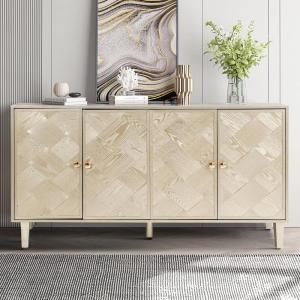 Christopher Knight Home Lona Modern Minimalist Wooden Storage Sideboard, Living Room Cupboard with Shelves, Dining Room/Kitchen Buffet Cabinet, Entryway Display Table, Home Office Decoration, Silver(Silver)