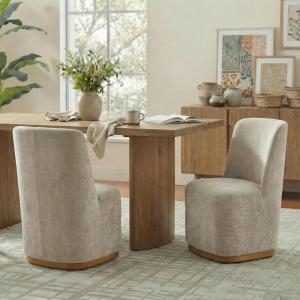 Christopher Knight Home Lucy Chenille Upholstered Dining Chairs Set of 2, Sturdy Wooden Dining Chair with Pedestal Base, Modern Kitchen Chairs with Solid Back, Versatile Indoor Usage, Oatmeal(Oatmeal)