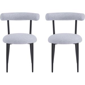 Christopher Knight Home Modern Dining Chair,Upholstered Accent Chair for Dining Room,Fabric Armchairs with Iron Legs (Set of 2), Light Gray(Light Gray)