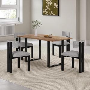 Christopher Knight Home Rumble Upholstered Dining Chairs Set of 4, Armless Kitchen Dining Room Chairs with H Shape Metal Legs, Curved Backrest Kitchen Side Chairs with Wood-Like Frame, Black + White(Black + White)