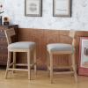 Christopher Knight Home Capri 27″ Counter Stools Set of 2, Upholstered Counter Height Bar Stools, Wood T Backrest Kitchen Chairs, Armless Barstools for Home Bar, Kitchen Counter, Light Grey+Natural(Brown + Pebble Linen)