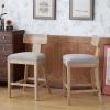 Christopher Knight Home Capri 27″ Counter Stools Set of 2, Upholstered Counter Height Bar Stools, Wood T Backrest Kitchen Chairs, Armless Barstools for Home Bar, Kitchen Counter, Light Grey+Natural(Brown + Pebble Linen)