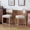 Christopher Knight Home Wina 26.5″ Counter Stools Set of 2, Upholstered Counter Height Bar Stools, Solid Rubber Wood Kitchen Chairs, Armless Barstools for Home Bar, Kitchen Counter, Beige+Natural(Beige+natural)