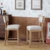 Christopher Knight Home Wina 26.5″ Counter Stools Set of 2, Upholstered Counter Height Bar Stools, Solid Rubber Wood Kitchen Chairs, Armless Barstools for Home Bar, Kitchen Counter, Beige+Natural(Beige+natural)