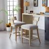 Christopher Knight Home Capri 27″ Counter Stools Set of 2, Upholstered Counter Height Bar Stools, Wood T Backrest Kitchen Chairs, Armless Barstools for Home Bar, Kitchen Counter, Light Grey+Natural(Brown + Pebble Linen)