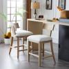 Christopher Knight Home Capri 27″ Counter Stools Set of 2, Upholstered Counter Height Bar Stools, Wood T Backrest Kitchen Chairs, Armless Barstools for Home Bar, Kitchen Counter, Light Grey+Natural(Brown + Begie)