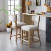 Christopher Knight Home Wina 26.5″ Counter Stools Set of 2, Upholstered Counter Height Bar Stools, Solid Rubber Wood Kitchen Chairs, Armless Barstools for Home Bar, Kitchen Counter, Beige+Natural(Beige+natural)