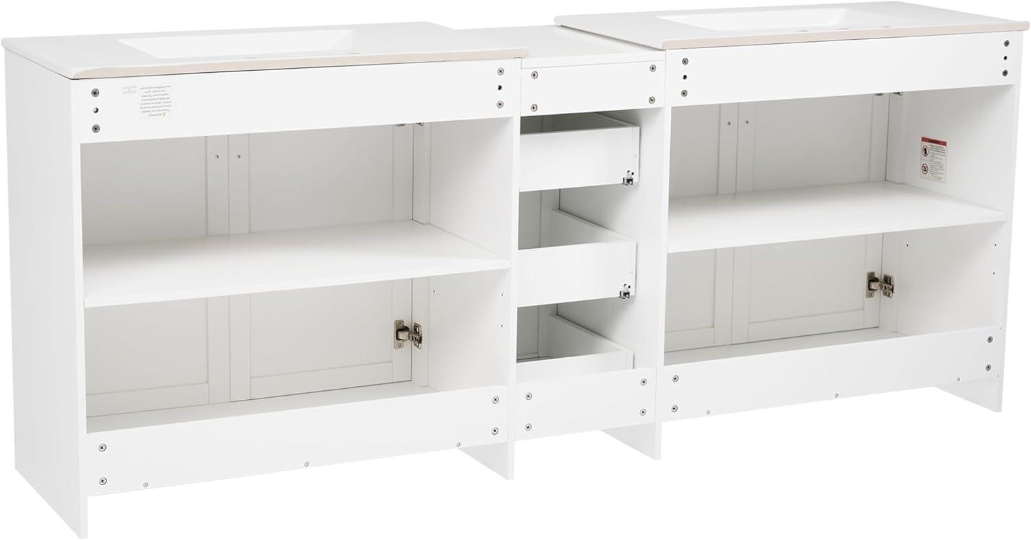 image:imageChristopher Knight Home Berkin 84 Modern Double Bathroom Vanity with Sink Combo Modern Freestanding Bathroom Sink Cabinet with Adjustable ShelfDrawer Bathroom Storage Cabinet with Sink ComboWhiteWhite