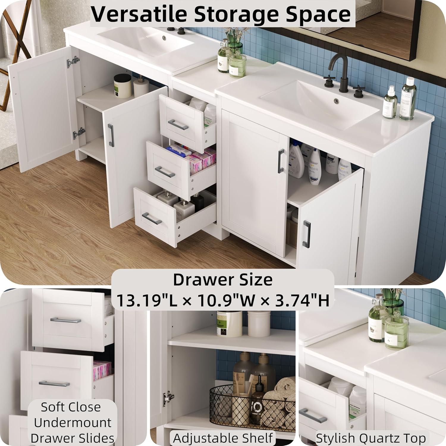 image:imageChristopher Knight Home Berkin 84 Modern Double Bathroom Vanity with Sink Combo Modern Freestanding Bathroom Sink Cabinet with Adjustable ShelfDrawer Bathroom Storage Cabinet with Sink ComboWhiteWhite