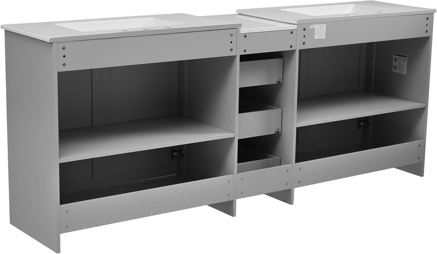 image:imageChristopher Knight Home Berkin 84 Modern Double Bathroom Vanity with Sink Combo Modern Freestanding Bathroom Sink Cabinet with Adjustable ShelfDrawer Bathroom Storage Cabinet with Sink ComboWhiteGrey