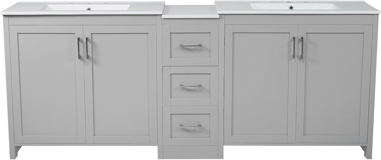 image:imageChristopher Knight Home Berkin 84 Modern Double Bathroom Vanity with Sink Combo Modern Freestanding Bathroom Sink Cabinet with Adjustable ShelfDrawer Bathroom Storage Cabinet with Sink ComboWhiteGrey