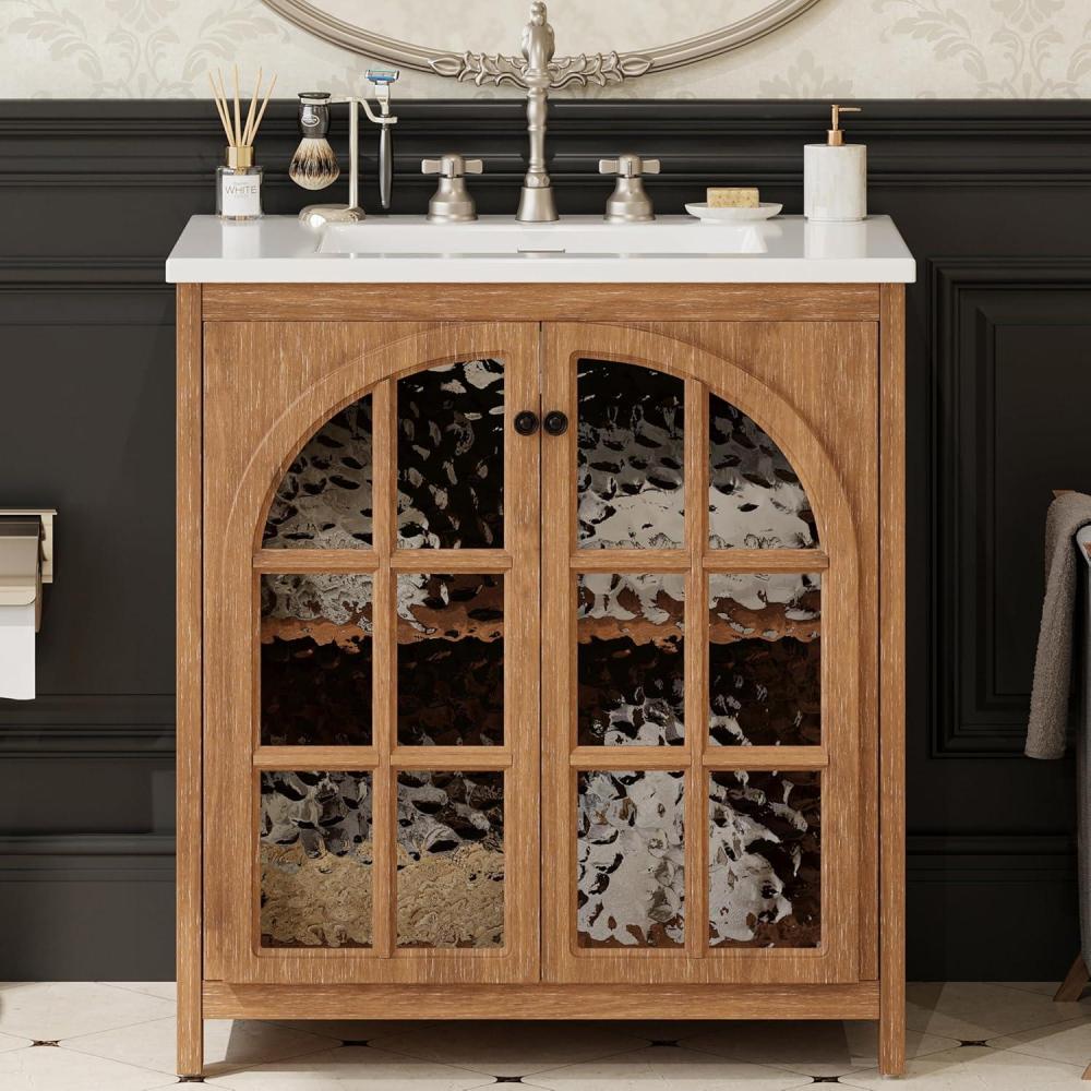 image:imageChristopher Knight Home Grele 31 Vintage Bathroom Vanity with Sink Combo Set Modern Freestanding Bathroom Sink Cabinet with Adjustable Shelf Bathroom Storage Cabinet with Sink Combo Set NaturalNatural