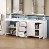 Christopher Knight Home Berkin 84″ Modern Double Bathroom Vanity with Sink Combo, Modern Freestanding Bathroom Sink Cabinet with Adjustable Shelf+Drawer, Bathroom Storage Cabinet with Sink Combo,White(White)
