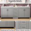 Christopher Knight Home Berkin 84″ Modern Double Bathroom Vanity with Sink Combo, Modern Freestanding Bathroom Sink Cabinet with Adjustable Shelf+Drawer, Bathroom Storage Cabinet with Sink Combo,White(Grey)