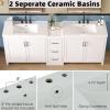Christopher Knight Home Berkin 84″ Modern Double Bathroom Vanity with Sink Combo, Modern Freestanding Bathroom Sink Cabinet with Adjustable Shelf+Drawer, Bathroom Storage Cabinet with Sink Combo,White(White)