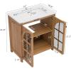 Christopher Knight Home Grele 31″ Vintage Bathroom Vanity with Sink Combo Set, Modern Freestanding Bathroom Sink Cabinet with Adjustable Shelf, Bathroom Storage Cabinet with Sink Combo Set, Natural(Natural)