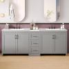 Christopher Knight Home Berkin 84″ Modern Double Bathroom Vanity with Sink Combo, Modern Freestanding Bathroom Sink Cabinet with Adjustable Shelf+Drawer, Bathroom Storage Cabinet with Sink Combo,White(Grey)