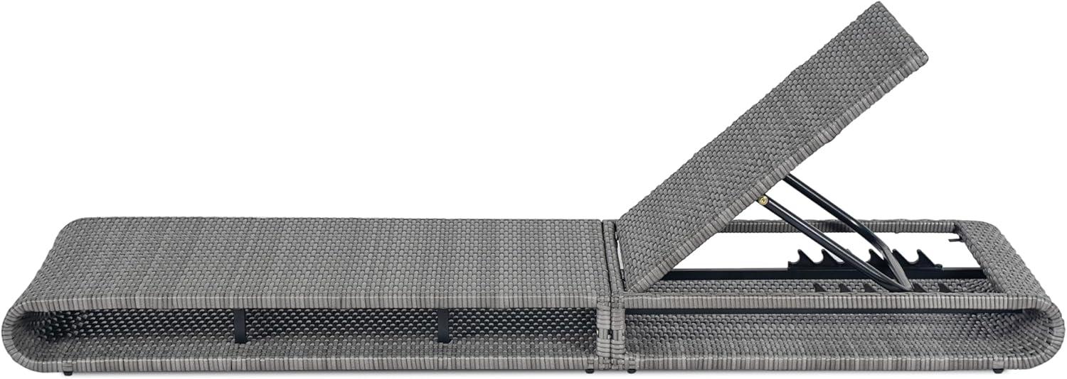 image:imageChristopher Knight Home Edsel Wicker Chaise Lounge Chair Outdoor PE Faux Rattan Patio Outdoor Chaise Lounge with Iron Frame Adjustable Backrest Single Lounge Sofa Poolside Seating Grey