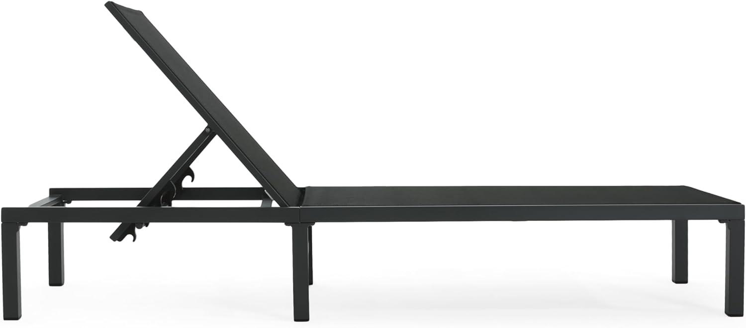 image:imageChristopher Knight Home Patio Chaise Lounges Set of 2 Aluminum Adjustable Lounge Seating 5Position Backrest Recliner Mesh Design Chaise Flat Tanning Chair for Poolside Balcony Backyard Black